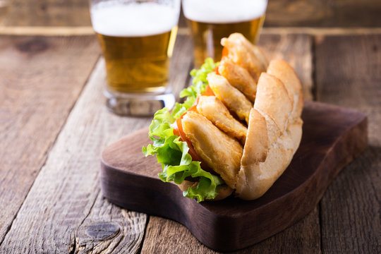 Homemade fried fish sandwich