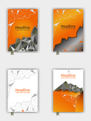 Cover design set in low poly. Vector