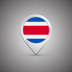round location pin with flag of costa rica