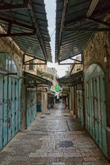 Fototapeta na wymiar Jerusalem old street morning