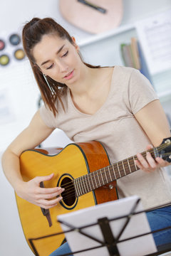 playing the guitar