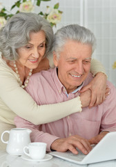 Elderly couple with a laptop