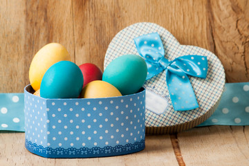 Colorful easter eggs close up