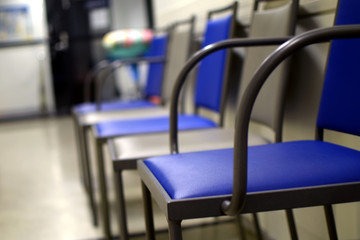Waiting room chairs. Focus on foreground.