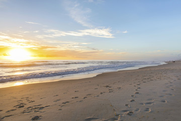 Fototapeta na wymiar Colourful beach sunrise at Surfers Paradise, Gold Coast