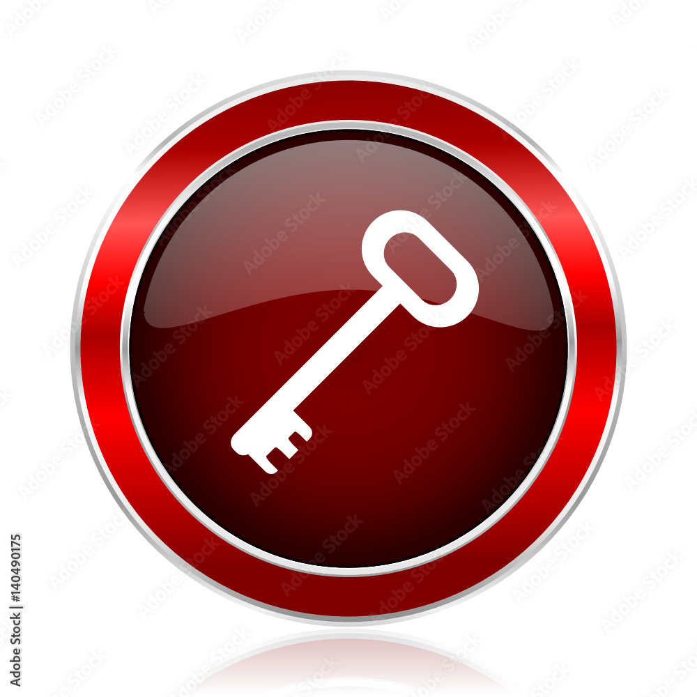 Poster key red round glossy vector web icon circle modern design chrome metal border abstract sign for smar