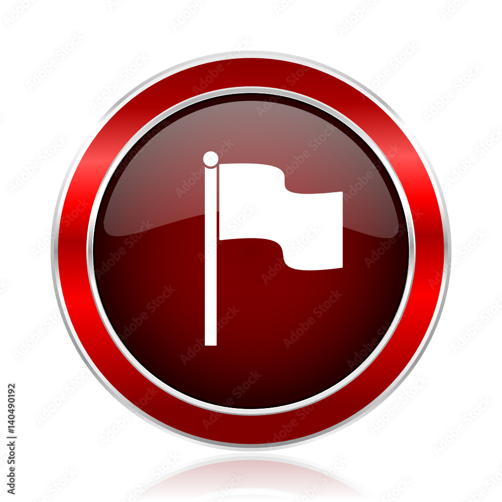 Aufkleber Flag red round glossy vector web icon circle modern design chrome metal border abstract sign for smartphone applications
