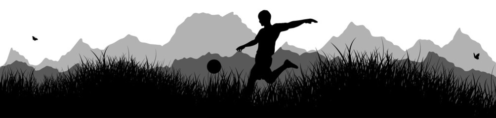 Naklejka na ściany i meble Panorama | Fußball spielen