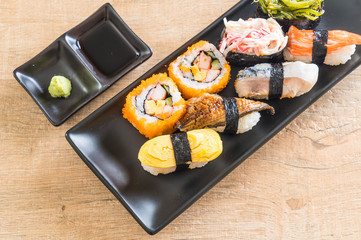 Set of sushi and maki roll