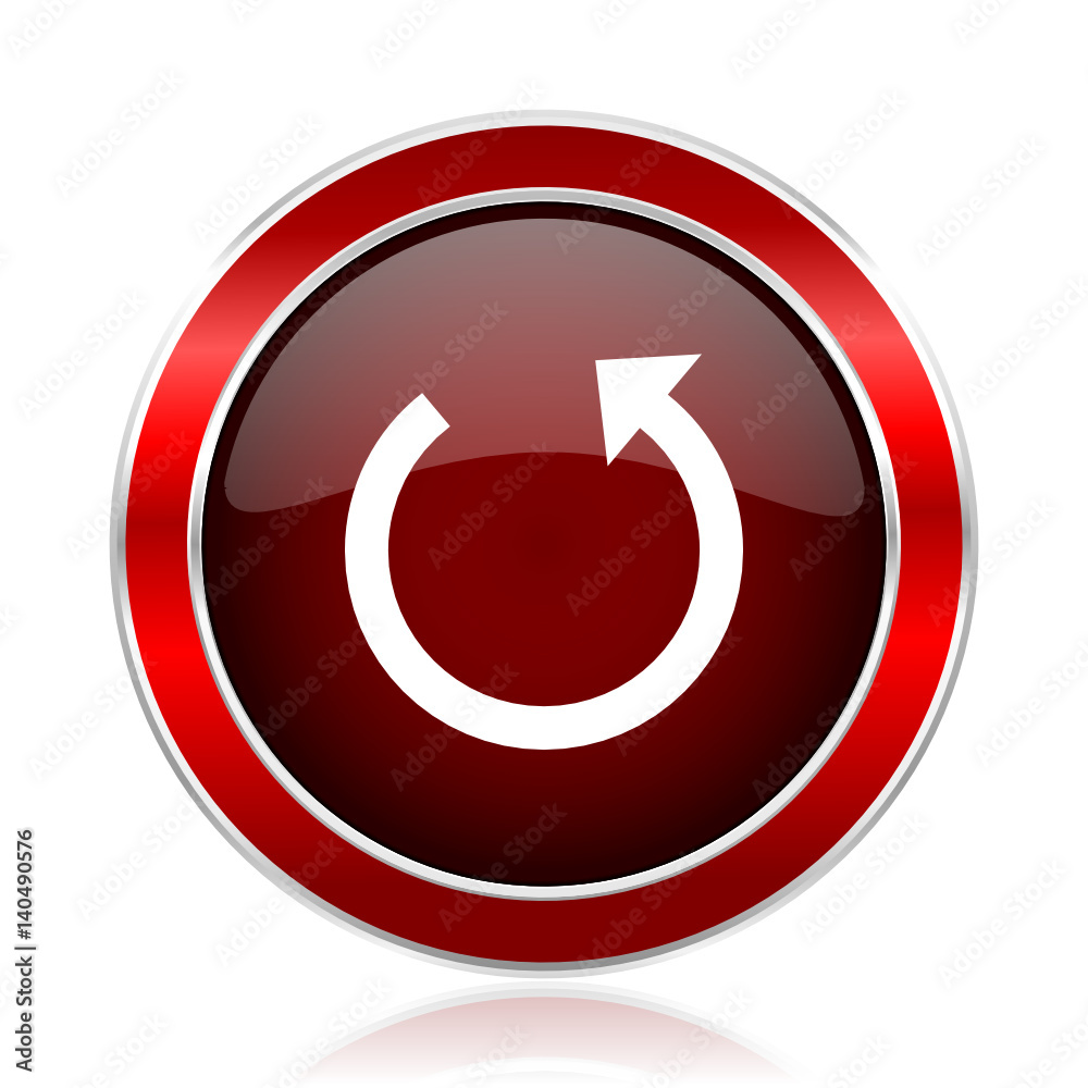 Aufkleber Rotate red round glossy metallic web and smartphone vector icon isolated on white background.   
