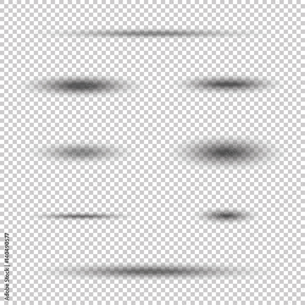 Aufkleber Oval shadow vector set. Round shadows with soft edges isolated on transparent background.