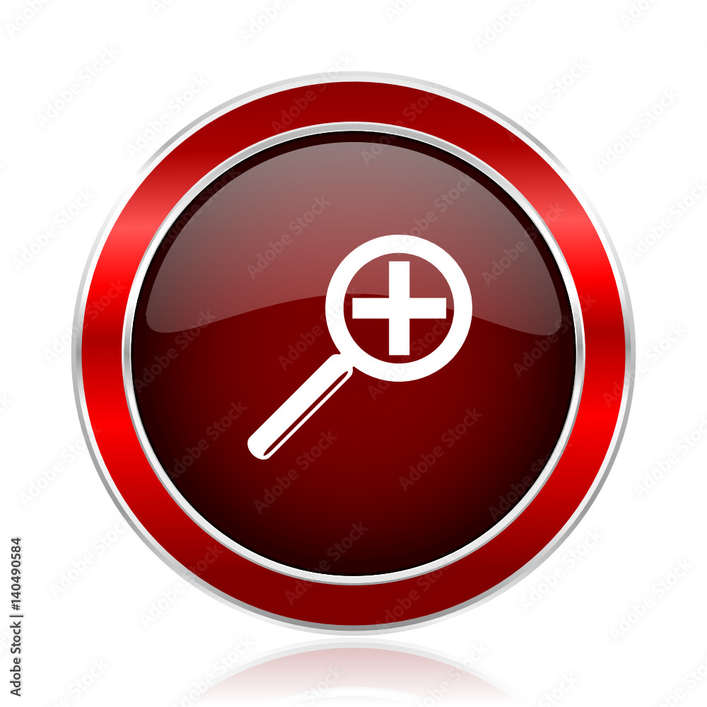 Aufkleber Lens red round glossy metallic web and smartphone vector icon isolated on white background.   
