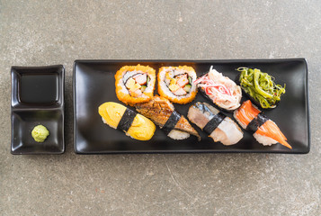 Set of sushi and maki roll