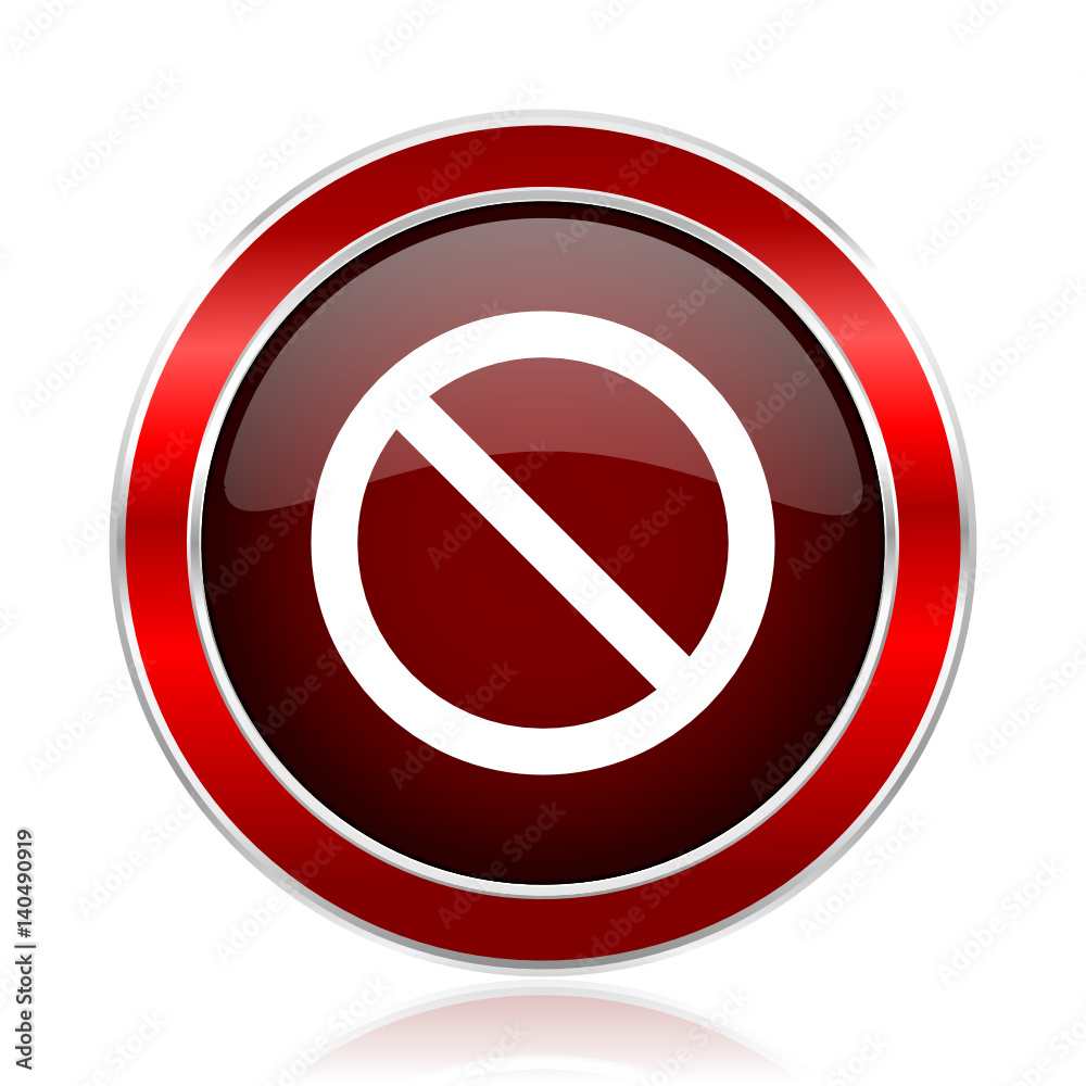 Aufkleber Access denied red round glossy metallic web and smartphone vector icon isolated on white background.    

