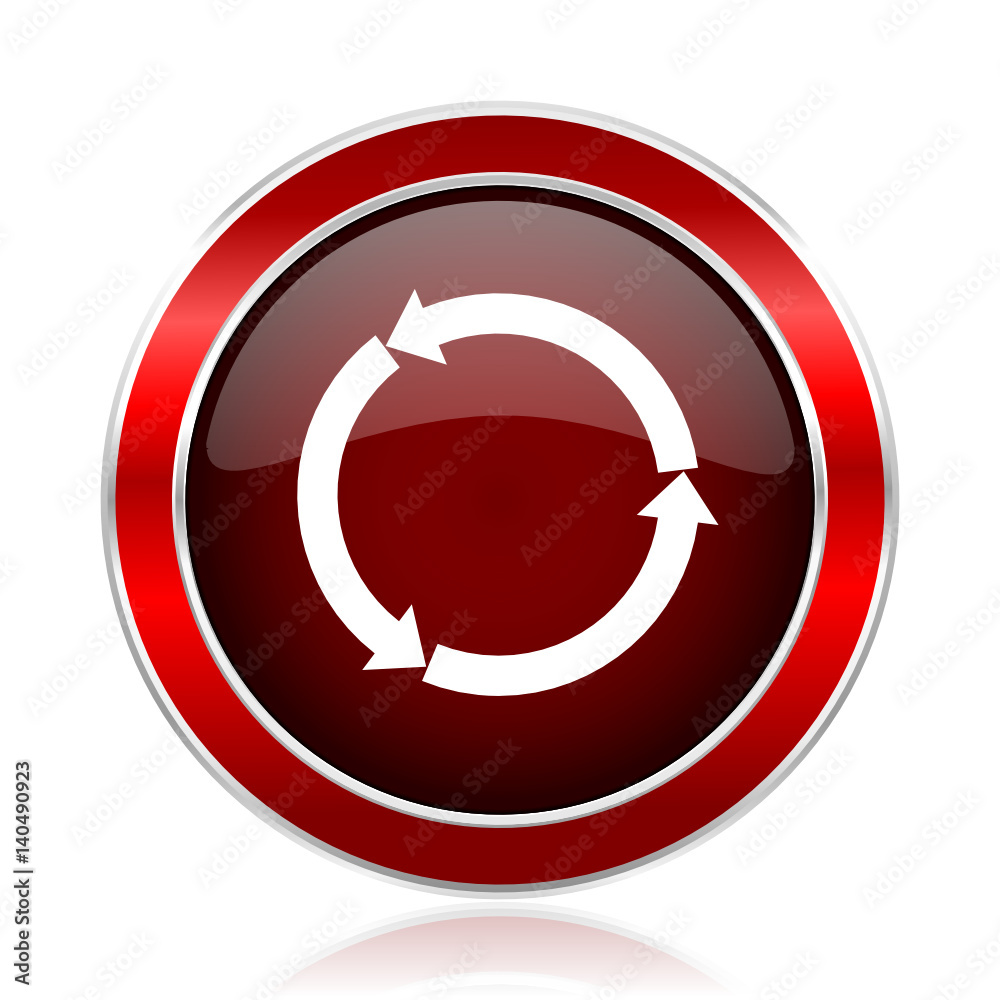 Poster Reload glossy web red round glossy metallic web and smartphone vector icon isolated on white background.