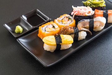 Set of sushi and maki roll