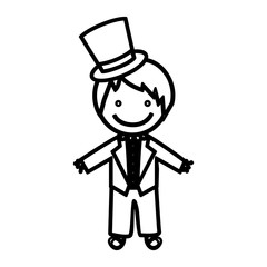 sketch silhouette man with costume wedding icon vector illustration