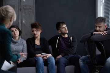Obraz premium People during addiction treatment
