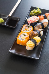 Set of sushi and maki roll