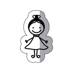 sticker sketch silhouette caricature girl with collected hair vector illustration