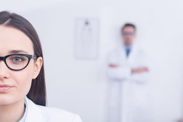 Woman wearing modern eyeglasses