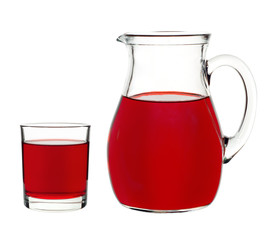 red currant drink in a glass and decanter