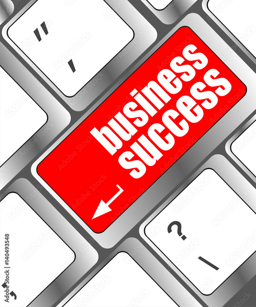 Poster business success button on computer keyboard key