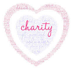 Charity Word Cloud on a white background. 