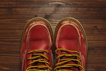 Worn boots ready to travel