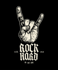 Fototapeta premium rock hard sign of horns music print
