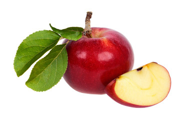 red apple and a part of an apple