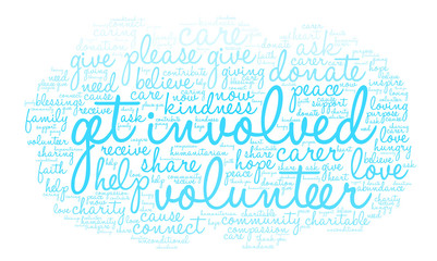 Get Involved Word Cloud on a white background. 