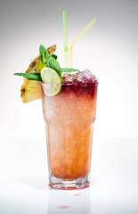 tropical maitai cocktail with pineapple slice