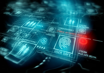 Digital Security and data protection. Conceptual illustration with advanced technology digital display.