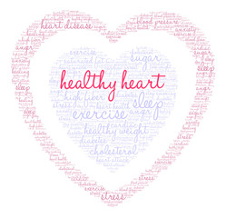 Healthy Heart Word Cloud on a white background. 
