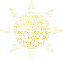 Heart Health Word Cloud on a white background. 