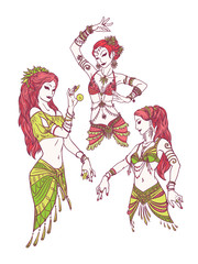 Set of Tribal Dancer Girls.
