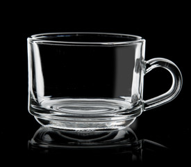 Empty glass tea cup Isolated on white background