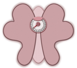 3D Illustration isolated pink weight scale in the form of butterfly