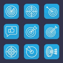 Set of 9 outline dartboard icons