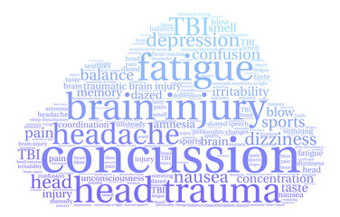 Obraz premium Concussion Word Cloud on a white background. 