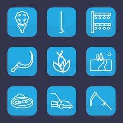 Set of 9 outline grass icons