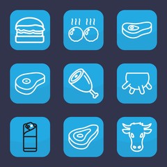 Set of 9 outline beef icons