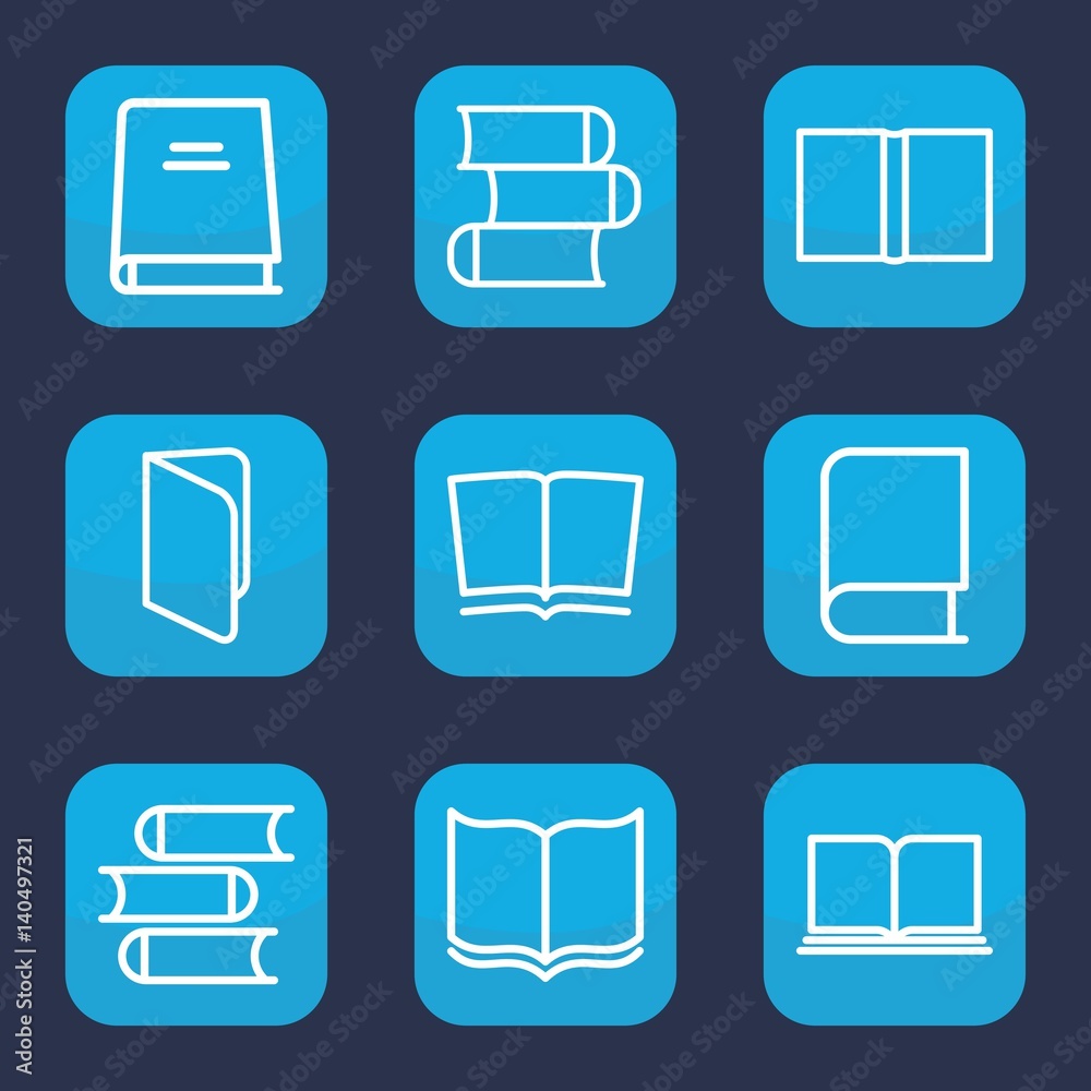 Poster set of 9 outline dictionary icons