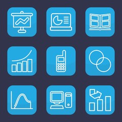 Set of 9 outline presentation icons