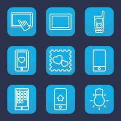 Set of 9 outline smartphone icons