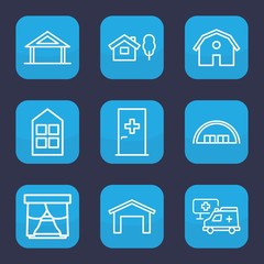 Set of 9 outline exterior icons