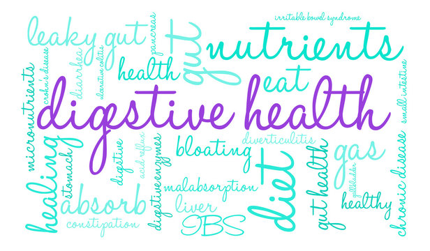 Digestive Health Word Cloud on a white background. 