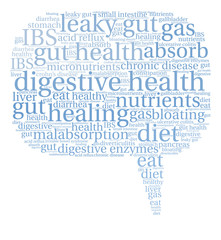 Digestive Health Word Cloud on a white background. 