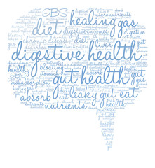 Digestive Health Word Cloud on a white background. 